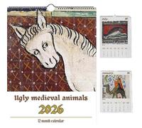 Ugly Medieval Animals 2026 Wall Calendar,Creativity Funny 12 Month Medieval Art Calendar,Fun Weird style Animals 12 Monthly Planner For Office or Home Wall Decor，best gift for Christmas (one)