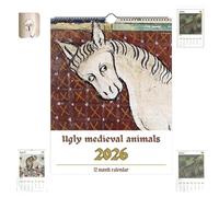Ugly Medieval Animals 2026 Wall Calendar, Creativity Medieval Theme Art Illustrated Calendar, Fun Weird style Animals 12 Monthly Planner, with different illustrations for medieval lovers