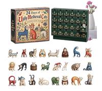 Ugly Medieval Cats advent calender 2026 With 24 Ornaments | Vintage 3D Cat Christmas Countdown Calendar & Holiday Home Desk Decoration
