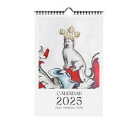 Ugly Medieval Cats Calendar 2025 | 11x8 Inch Funny Cat Calendar 2025 | Weird Medieval Cats Wall Calendar Month to View | Monthly Calendars for Home School Planning Orgnizing