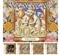 Ugly Medieval Cats Calendar 2026,Funny Secret Santa Gifts,Secret Santa Ideas,Wall Hanging Funny Calender January To December,Weird Medieval Cats Calendar For Home Office
