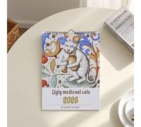 Ugly Medieval Cats Calendar 2026 - Hilarious 12-Month Large Hanging Planner, Weird Historical Cat Wall Art Decor, Perfect Gag Gift for Cat Lovers, History Buffs & Office Humor