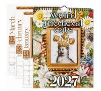 Ugly Medieval Cats Calendar 2027, Funny Wall Calendar Gift for Cat Lovers