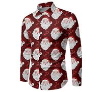 Ugly Men's Christmas Shirt, Funny Santa Claus, Large Sizes, Button Down Christmas Shirt, Casual Long Sleeve Christmas Shirt for Christmas, Eye-catching Party