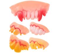Ugly Prank Vampire Fake Teeth: Gnarly Denture Funny Tooth Props for Scary Halloween Christmas Costume Party Holiday Festival Dress Up Cosplay Event Accessories, 5 PCS