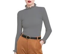 Ugly Printed Christmas Sweaters for Women Women's New Lace Cuff Base Sweater Thickened Knit Solid Color Casual Sweater for Outdoor Xmas Gifts (Grey, XXL)