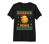 Ugly Solar System Christmas -Planet Venus Santa Hat Lights Premium T-Shirt