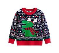 Ugly Sweater - Funny Christmas Jumper Basic Knit Sweater for Boys Autumn/Winter 2024 European and American Inspired Decorated with a Christmas Dinosaur Pattern Daily Outings Celebrations