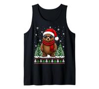 Ugly Xmas Fun Animal Lover Santa Hat Grizzly Bear Christmas Tank Top