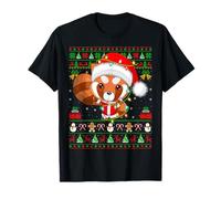 Ugly Xmas Lights Santa Costume Red Panda Christmas T-Shirt