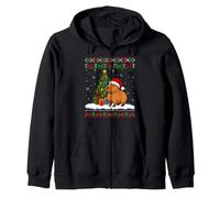 Ugly Xmas Sweater Style Cute Festive Capybara Christmas Tree Zip Hoodie