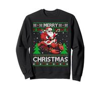 Ugly Xmas Sweater Style Santa Riding Lobster Christmas Sweatshirt