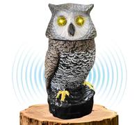 Ugold - Solar powered garden owl with motion detection, rotating head, realistic and silent mode, outdoor statue and sculpture, owl decor for