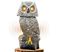 Ugold Solar Powered Garden Owl with Motion Detection, Rotating Head, Realistic Hoots and Silent Mode, Outdoor Statue and Sculpture, Owl Decoration for Home, Garden, Patio and Lawn