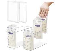 Ugotfeels Breastmilk Storage Container with Freezer Flattener Kit to Flatten Standing Breast Milk Bags in Organizer Bins Save Refrigerator Space(2 Pack)