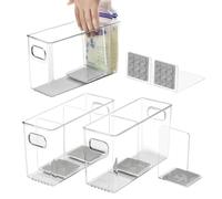 Ugotfeels Breastmilk Storage Container with L Shaped Dividers to Flatten Standing Breast Milk Bags in Organizer Bins Save Refrigerator Space | 2 Containers with 4 Removable Separator Boards - Gray