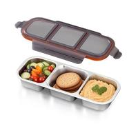 Ugotit Snack Boxes with Compartments, 2 Compartments Snack Containers for Kids And Adults, Leakproof Bento Lunch Boxes, Reusable Divided Food Storage Containers for School Work Travel (Black, 700ml)