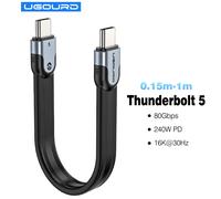 UGOURD New Flat Thunderbolt 5 high-speed Data Cable 80Gbps 0.15m-1m Full-featured Type C USB5 Cable Compatible all USB-C Ports 80Gbps Flat