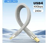 UGOURD Short USB4 Date Cable USB C Thunderbolt 4 Cable 40Gbps Type C to C PD 240W Fast Charging Cord 8K for HDD eGPU Power bank Silver gray 40G