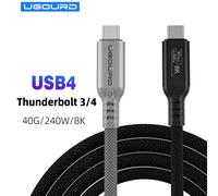 UGOURD Thunderbolt 4 USB4 Cable 40Gbps Thunderbolt3 0.2m - 2m Type C Fast Charger Cable 240W Data Transfer USB C For Laptop SSD Silvery 40G 240W 8K