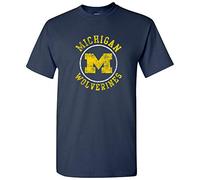 UGP Campus Apparel AS04 -Distressed Circle Logo T Shirt, Michigan Wolverines Navy, Large