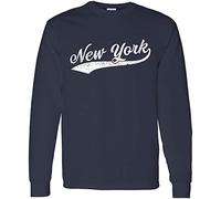 UGP Campus Apparel Hometown Baseball Script - Hometown Pride, Pitcher Long Sleeve T Shirt - Blue - Large