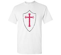 UGP Campus Apparel Knights Templar T-Shirt Basic Cotton, White, Medium