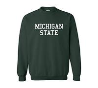 UGP Campus Apparel NCAA Basic Block, Team Color Crewneck, College, University, Michigan State Spartans Forest, S