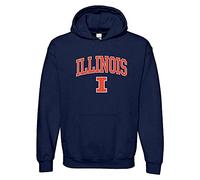 UGP Campus Apparel NCAA Officially Licensed College - University Team Color Arch Logo Hoodie, Illinois Fighting Illini Navy, Large