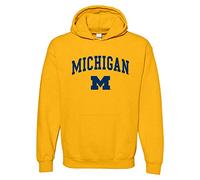 UGP Campus Apparel NCAA Officially licensed College - University Team Color Arch Logo Hoodie, Michigan Wolverines Gold, L