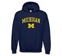 UGP Campus Apparel NCAA Officially licensed College - University Team Color Arch Logo Hoodie, Michigan Wolverines Navy, L