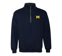 UGP Campus Apparel NCAA Primary Logo, Team Color (1/4) Quarter Zip Sweatshirt, College, University, Michigan Wolverines Navy, Medium