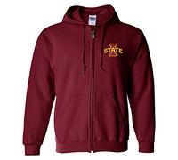 UGP Campus Apparel NCAA Primary Logo, Team Color Full Zip Hoodie, College, University, Iowa State Cyclones Cardinal, Medium