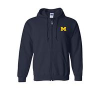 UGP Campus Apparel NCAA Primary Logo, Team Color Full Zip Hoodie, College, University, Michigan Wolverines Navy, L