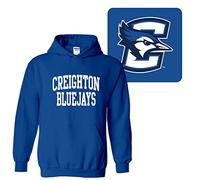 UGP Campus Apparel Women's Iowa Hawkeyes Black Long Sleeve Hooded Tee Shirt - Tigerhawk and Script Hawkeyes in Gold Glitter, Creighton Bluejays Royal, M
