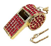 UGpine Whistle, Metal Crystal Rhinestone Whistle,Bling Whistle,Shining Whistle with Chain for Referees/Coaches/Teachers/Polices/Training(Red,1PCS)