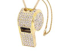 UGpine Whistle, Metal Crystal Rhinestone Whistle, Shining Whistle Bling Whistle with Keychain for Referees, Coaches, Teachers, Polices, Training