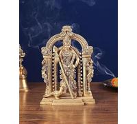 UGRA Brass Lord Murugan Statue - 23 cm Golden Finish Kartikeya Idol, Lord Muruga Subramanya Murti, God of War Sculpture
