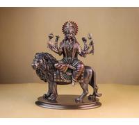 UGRA Goddess Durga Statue on Lion - 10 Inch Ambe Ma Idol, Perfect for Navratri Puja