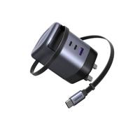 UGREEN 100W USB C Charger Nexode 2C1A with Built-in Retractable Cable(0.75m) GaN Fast Wall Charger Plug UK for MacBook Pro/Air, iPhone 16/15, iPad, Galaxy S25/S24, etc
