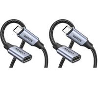 UGREEN 100W USB C Extension Cable 10Gbps 4K 60Hz, Male to Female Silver 1M (Pack of 2)