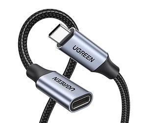UGREEN 100W USB C Extension Cable 10Gbps 4K 60Hz USB 3.2 Male to Female Fast Charge Extension Lead Compatible with MacBook Pro M3, iPad Pro 2021/Air 5, iPhone 16/15, Galaxy S24 Ultra Silver, 1M