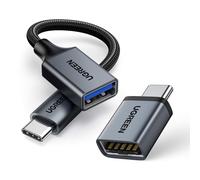 UGREEN 10Gbps USB C to USB Adaptor 2 Pack, Aluminum USB to USB C Adapter Type C Male to USB 3.2 Female OTG Cable Compatible with iPhone 15/16; MacBook Pro 2023 Air 2022, iPad Pro/Mini and More(Black)