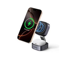 UGREEN 15W MagFlow for MagSafe Charger Qi2 Certified, 2-in-1 Wireless Charger, Foldable Wireless Charger Station Compatible with iPhone Air/17/16/15/14/13/12 Series, AirPods 4/3/2/Pro 3/2