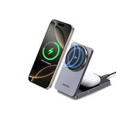 UGREEN 15W MagFlow MagSafe Charger for iPhone 16, Qi2 15W Wireless Charger Stand, 2-in-1 Mag Safe Charger Stand Compatible with iPhone 12/13/14/15/16 Series, AirPods 4/3/2/Pro 1/2