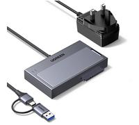 UGREEN 2-in-1 M.2 NVMe & SATA Hard Drive Adapter for Data Backup, 10Gbps, Magnetic Tool-Free Cover, USB-C & USB-A for 2230/2242/2260/2280 NVMe SSD and 2.5"/3.5" SATA SSD HDD, for Windows, macOS, PS5