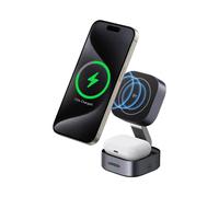 UGREEN 15W MagFlow Wireless Charger, Qi2 Certified MagSafe Charger Compatible, 2-in-1 Foldable Wireless Charger Station Compatible with iPhone 16/15/14/13/12 Series, AirPods 4/3/2/Pro 2