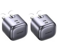 UGREEN 2 Pack 45W USB C Charger Nexode GaN Dual Port Plug PD3.0 PPS Fast Charger (Pack of 2)