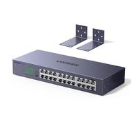 UGREEN 24 ports Network Switch,High-speed Gigabit Ethernet Splitter,Metal Case,RackMount Unmanaged Ethernet Switch Hub,Link Aggregation Plug & Play LAN Switch with L-Shaped Bracket