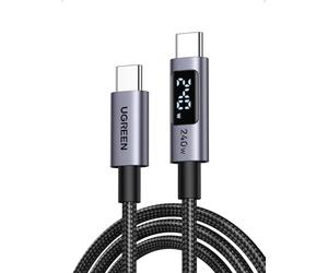 UGREEN 240W USB C to USB-C Cable with Digital Display PD 3.1 Type C to C Fast Charging Cable Compatible with MacBook Pro M4/Air, iPad Pro 2025, HP EliteBook, iPhone Air/17/16, Galaxy S25, 1M